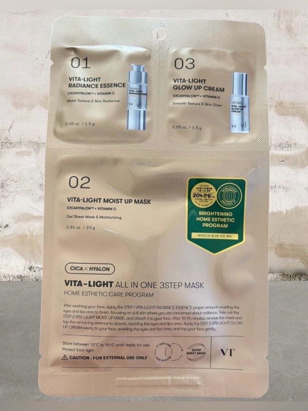 VT Cosmetics VT Vita-Light All In One 3-Step Mask NEW